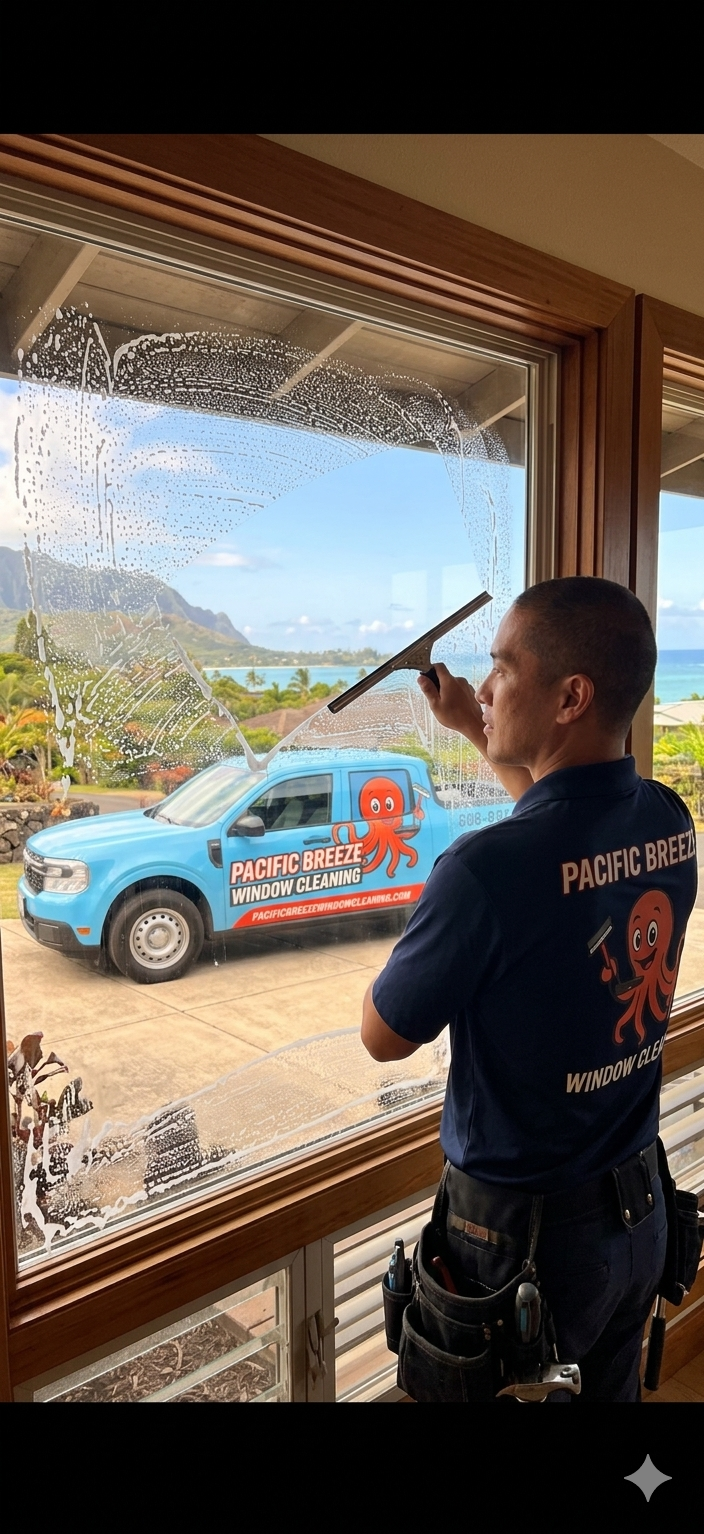 Commercial window cleaning in O'ahu